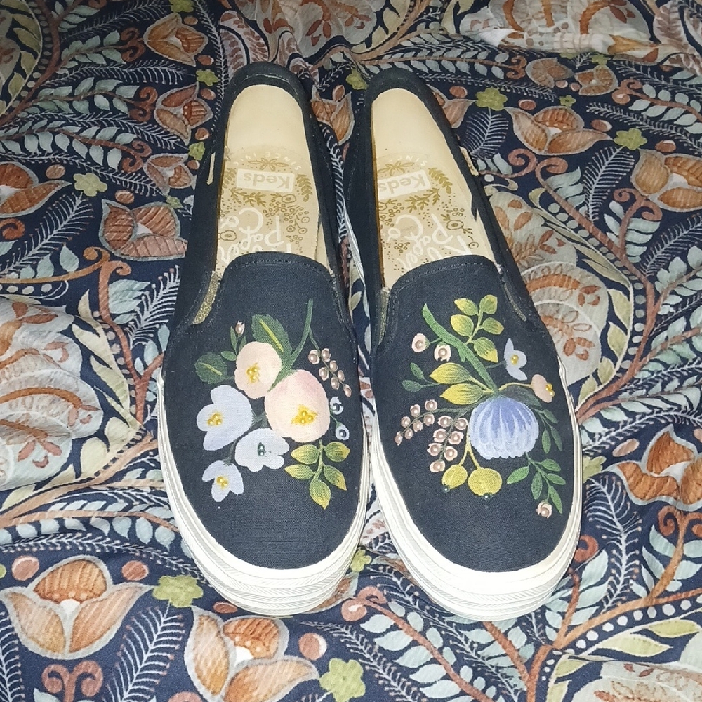 Keds Black Floral Slip-On Sneakers